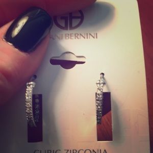 CZ Sterling Silver Hoop Earrings